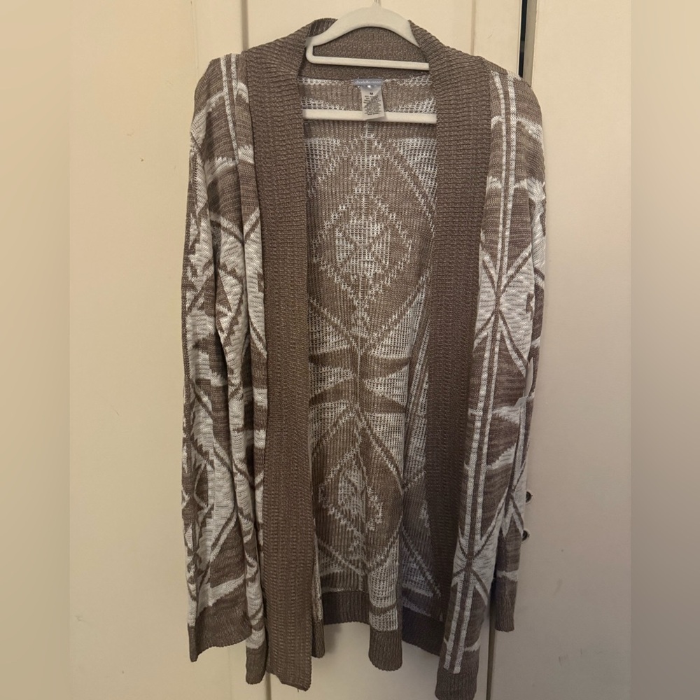 Charlotte Russe Brown and White Cardigan Sweater